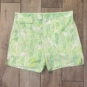 Vintage Lilly Pulitzer Green and White Patterned Men's Shorts